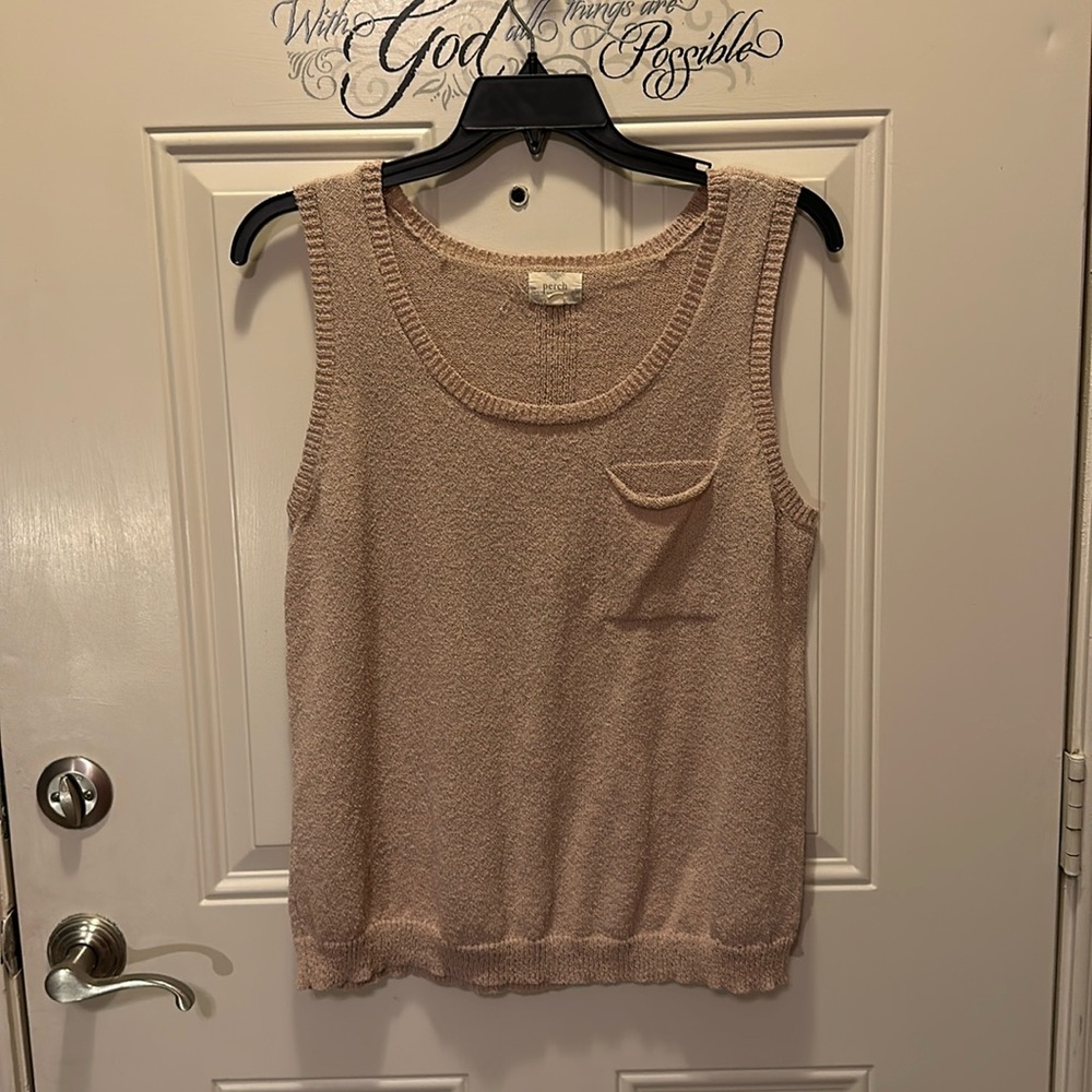 Perch- Tan 100% polyester tank sweater with pocket / Size  XL / M-26